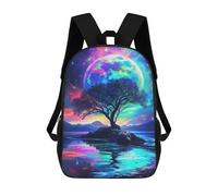 sinyumoney 17inch School Student Backpack Fantasy Galaxy Tree Island Children's Backpacks Children's School Backpack 3D Printed Travel Rucksacks Boy School Bag