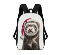 sinyumoney 17inch School Student Backpack Festive Ferret Portrait Children's Backpacks Children's School Backpack 3D Printed Travel Rucksacks Boy School Bag