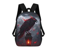 sinyumoney 17inch School Student Backpack Fiery Raven on A Lamp Children's Backpacks Children's School Backpack 3D Printed Travel Rucksacks Boy School Bag