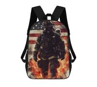 sinyumoney 17inch School Student Backpack Firefighter in Flames Children's Backpacks Children's School Backpack 3D Printed Travel Rucksacks Boy School Bag