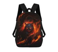 sinyumoney 17inch School Student Backpack Flaming Cat Artwork Children's Backpacks Children's School Backpack 3D Printed Travel Rucksacks Boy School Bag