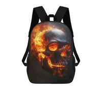 sinyumoney 17inch School Student Backpack Flaming Skull Children's Backpacks Children's School Backpack 3D Printed Travel Rucksacks Boy School Bag