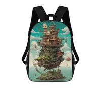 sinyumoney 17inch School Student Backpack Floating Village Children's Backpacks Children's School Backpack 3D Printed Travel Rucksacks Boy School Bag