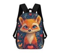 sinyumoney 17inch School Student Backpack Fox with Heart Illustration Children's Backpacks Children's School Backpack 3D Printed Travel Rucksacks Boy School Bag
