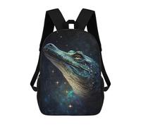 sinyumoney 17inch School Student Backpack Galactic Alligator Art Print Children's Backpacks Children's School Backpack 3D Printed Travel Rucksacks Boy School Bag