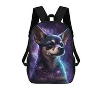 sinyumoney 17inch School Student Backpack Galactic Chihuahua Art Print -3 Children's Backpacks Children's School Backpack 3D Printed Travel Rucksacks Boy School Bag