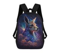 sinyumoney 17inch School Student Backpack Galactic Fox with Flowers -1 Children's Backpacks Children's School Backpack 3D Printed Travel Rucksacks Boy School Bag