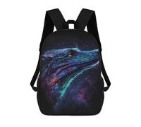 sinyumoney 17inch School Student Backpack Galactic Lizard Head Art Print Children's Backpacks Children's School Backpack 3D Printed Travel Rucksacks Boy School Bag
