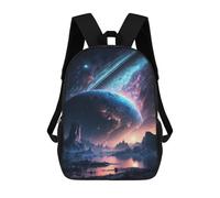 sinyumoney 17inch School Student Backpack Galactic Reflections Alien Landscape Children's Backpacks Children's School Backpack 3D Printed Travel Rucksacks Boy School Bag