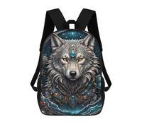 sinyumoney 17inch School Student Backpack Galactic Shaman Wolf Children's Backpacks Children's School Backpack 3D Printed Travel Rucksacks Boy School Bag