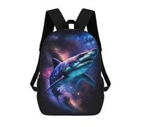 sinyumoney 17inch School Student Backpack Galactic Shark Art Print-1 Children's Backpacks Children's School Backpack 3D Printed Travel Rucksacks Boy School Bag