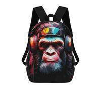 sinyumoney 17inch School Student Backpack Gorilla Headphones Music Art Print Children's Backpacks Children's School Backpack 3D Printed Travel Rucksacks Boy School Bag