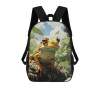 sinyumoney 17inch School Student Backpack Green Frog in Nature Children's Backpacks Children's School Backpack 3D Printed Travel Rucksacks Boy School Bag
