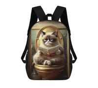 sinyumoney 17inch School Student Backpack Grumpy Cat Reading Book-3 Children's Backpacks Children's School Backpack 3D Printed Travel Rucksacks Boy School Bag