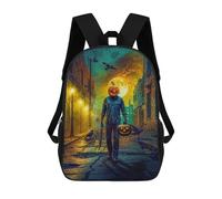 sinyumoney 17inch School Student Backpack Halloween Pumpkin Head Man Children's Backpacks Children's School Backpack 3D Printed Travel Rucksacks Boy School Bag