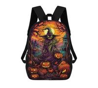 sinyumoney 17inch School Student Backpack Halloween Witch with Pumpkins Children's Backpacks Children's School Backpack 3D Printed Travel Rucksacks Boy School Bag