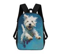 sinyumoney 17inch School Student Backpack Happy Westie Painting Children's Backpacks Children's School Backpack 3D Printed Travel Rucksacks Boy School Bag