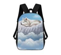 sinyumoney 17inch School Student Backpack Husky Puppy Dreaming Children's Backpacks Children's School Backpack 3D Printed Travel Rucksacks Boy School Bag