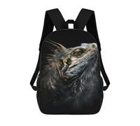 sinyumoney 17inch School Student Backpack Iguana Close Up Children's Backpacks Children's School Backpack 3D Printed Travel Rucksacks Boy School Bag