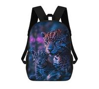 sinyumoney 17inch School Student Backpack Jaguar Mother And Cub Children's Backpacks Children's School Backpack 3D Printed Travel Rucksacks Boy School Bag