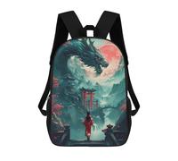 sinyumoney 17inch School Student Backpack Japan Dragon Geisha Children's Backpacks Children's School Backpack 3D Printed Travel Rucksacks Boy School Bag