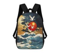 sinyumoney 17inch School Student Backpack Japanese Crane Sunset Painting-1 Children's Backpacks Children's School Backpack 3D Printed Travel Rucksacks Boy School Bag