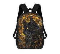 sinyumoney 17inch School Student Backpack Kintsugi Black Cat Children's Backpacks Children's School Backpack 3D Printed Travel Rucksacks Boy School Bag