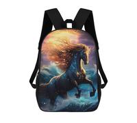 sinyumoney 17inch School Student Backpack Magic Ocean Horse Children's Backpacks Children's School Backpack 3D Printed Travel Rucksacks Boy School Bag