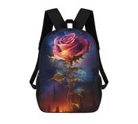 sinyumoney 17inch School Student Backpack Magical Glowing Rose Children's Backpacks Children's School Backpack 3D Printed Travel Rucksacks Boy School Bag