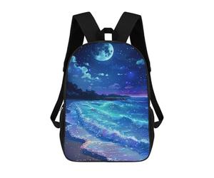 sinyumoney 17inch School Student Backpack Magical Night Beach Scene Children's Backpacks Children's School Backpack 3D Printed Travel Rucksacks Boy School Bag