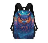 sinyumoney 17inch School Student Backpack Magical Night Owl Art Print Children's Backpacks Children's School Backpack 3D Printed Travel Rucksacks Boy School Bag