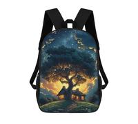 sinyumoney 17inch School Student Backpack Magical Tree House Under Stars Children's Backpacks Children's School Backpack 3D Printed Travel Rucksacks Boy School Bag