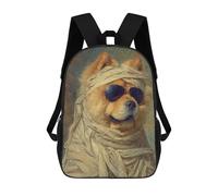 sinyumoney 17inch School Student Backpack Mummy Dog Sunglasses Painting Children's Backpacks Children's School Backpack 3D Printed Travel Rucksacks Boy School Bag