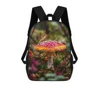 sinyumoney 17inch School Student Backpack Mushroom in Forest Children's Backpacks Children's School Backpack 3D Printed Travel Rucksacks Boy School Bag