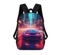 sinyumoney 17inch School Student Backpack Neon City Drive Children's Backpacks Children's School Backpack 3D Printed Travel Rucksacks Boy School Bag