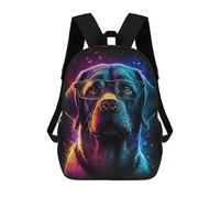 sinyumoney 17inch School Student Backpack Neon Dog Glasses Art Print-1 Children's Backpacks Children's School Backpack 3D Printed Travel Rucksacks Boy School Bag
