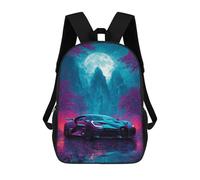 sinyumoney 17inch School Student Backpack Night Drive Fantasy Sports Car Adventure Children's Backpacks Children's School Backpack 3D Printed Travel Rucksacks Boy School Bag