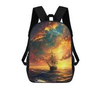 sinyumoney 17inch School Student Backpack Ocean Voyage at Sunset Children's Backpacks Children's School Backpack 3D Printed Travel Rucksacks Boy School Bag
