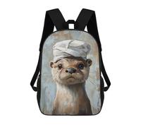 sinyumoney 17inch School Student Backpack Otter Chef Hat Painting-1 Children's Backpacks Children's School Backpack 3D Printed Travel Rucksacks Boy School Bag