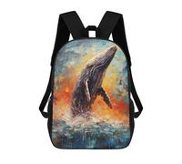 sinyumoney 17inch School Student Backpack Palette Whale Painting Children's Backpacks Children's School Backpack 3D Printed Travel Rucksacks Boy School Bag