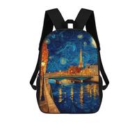 sinyumoney 17inch School Student Backpack Parisian Night Sky Art -1 Children's Backpacks Children's School Backpack 3D Printed Travel Rucksacks Boy School Bag