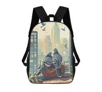 sinyumoney 17inch School Student Backpack Pigeon Couple Children's Backpacks Children's School Backpack 3D Printed Travel Rucksacks Boy School Bag