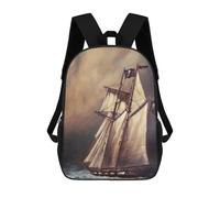 sinyumoney 17inch School Student Backpack Pirate Schooner in Stormy Children's Backpacks Children's School Backpack 3D Printed Travel Rucksacks Boy School Bag