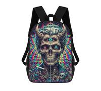 sinyumoney 17inch School Student Backpack Psychedelic Devil Skull Art Print-1 Children's Backpacks Children's School Backpack 3D Printed Travel Rucksacks Boy School Bag