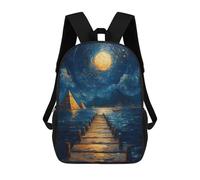 sinyumoney 17inch School Student Backpack Pyramids Under Moonlight Children's Backpacks Children's School Backpack 3D Printed Travel Rucksacks Boy School Bag