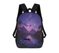 sinyumoney 17inch School Student Backpack Pyramids Under The Stars Children's Backpacks Children's School Backpack 3D Printed Travel Rucksacks Boy School Bag