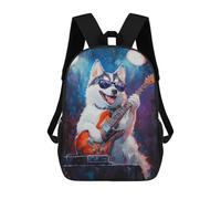 sinyumoney 17inch School Student Backpack Rock Star Husky Guitar Painting -6 Children's Backpacks Children's School Backpack 3D Printed Travel Rucksacks Boy School Bag