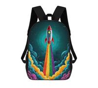 sinyumoney 17inch School Student Backpack Rocket Rainbow Children's Backpacks Children's School Backpack 3D Printed Travel Rucksacks Boy School Bag