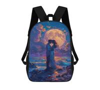 sinyumoney 17inch School Student Backpack Romantic Moonlit Kiss -1 Children's Backpacks Children's School Backpack 3D Printed Travel Rucksacks Boy School Bag