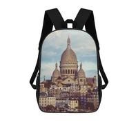 sinyumoney 17inch School Student Backpack Sacré-Cœur Basilica, Paris Children's Backpacks Children's School Backpack 3D Printed Travel Rucksacks Boy School Bag